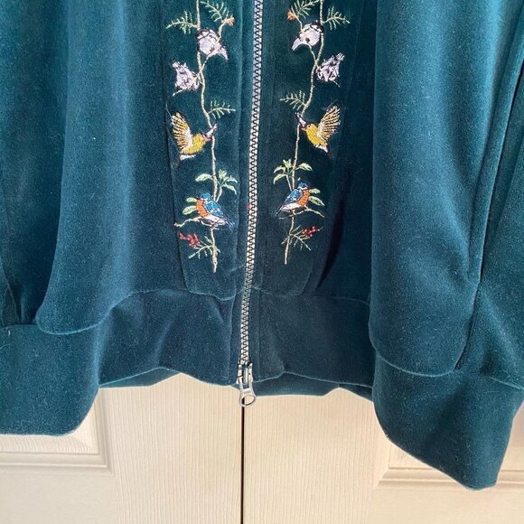 National WIldlife Velour Bird Embroidered Double Zip Up Jacket Size Small - Picture 6 of 8